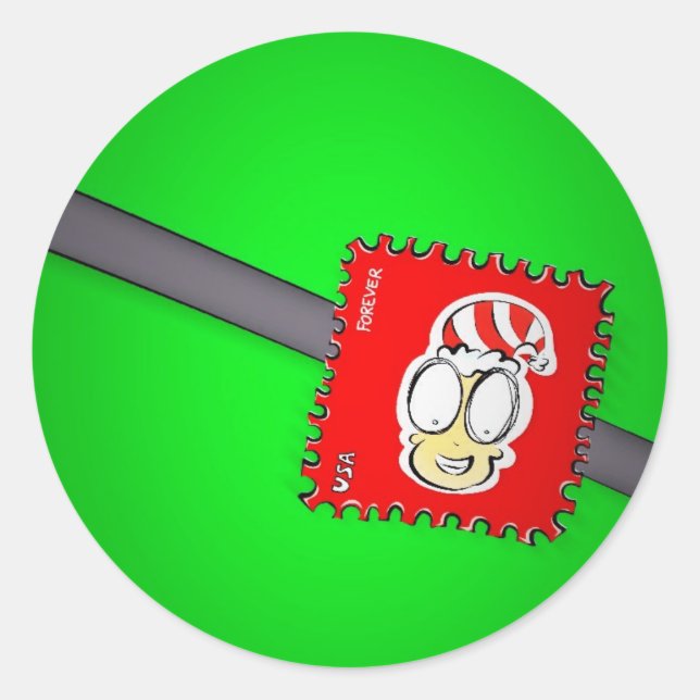 Adesivo Redondo Carimbo do Elf do Natal (Frente)