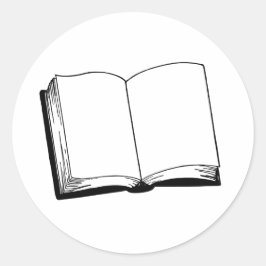 Adesivo Redondo Carimbo preto e branco do Livro Aberto