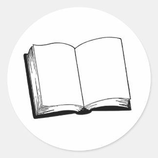 Adesivo Redondo Carimbo preto e branco do Livro Aberto