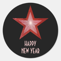 Carimbo redondo "Feliz ano novo" da Estrela Vermel