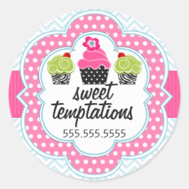 Adesivo Redondo Carimbos de Cupcake Zigzag Chevron