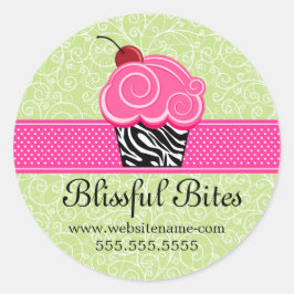 Adesivo Redondo Carimbos para Cupcake de cereja