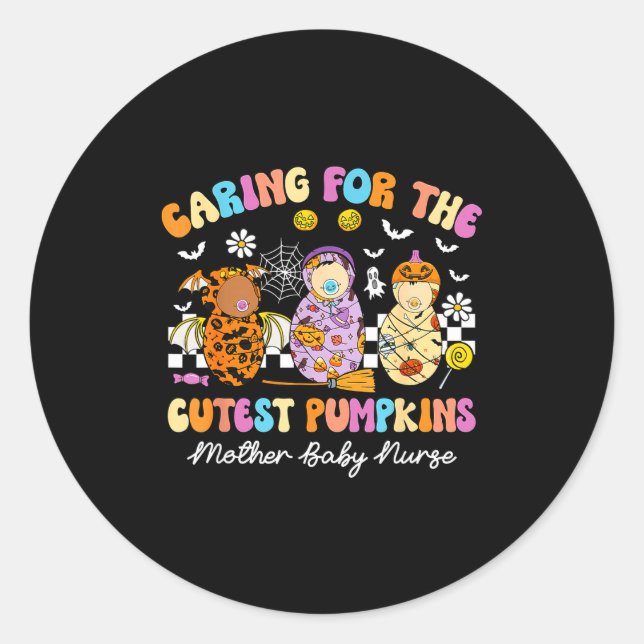 Adesivo Redondo Caring For The Cutest Pumpkins Mother Baby Nurse H (Frente)