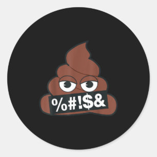 Adesivo Redondo Carinha Amarela Sorriso Censurado Cocô Emoji Ofici