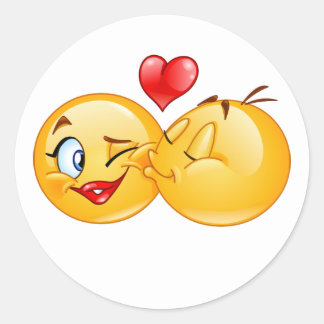 Adesivo Redondo carinhoso emoji doce amor corações beijo