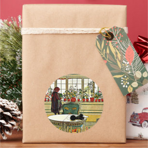 Adesivo Redondo Carl Larsson - Flores em uma janela