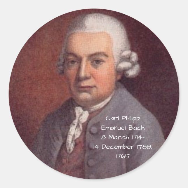 Adesivo Redondo Carl Philipp Emanuel Bach 1765 (Frente)