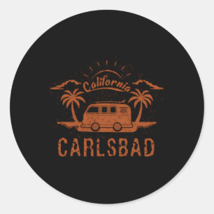 Adesivo Redondo Carlsbad Ca California Surfing Beach
