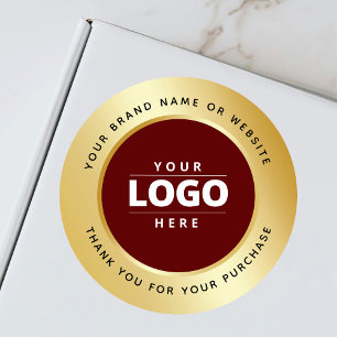 Adesivo Redondo Carmine Red Luxo Dourado Logotipo Metalizado Obrig