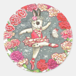 Adesivo Redondo Carnação Ballerina Bunny Stickers