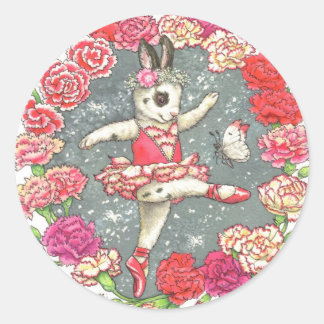 Adesivo Redondo Carnação Ballerina Bunny Stickers