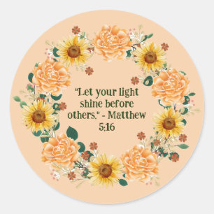 Adesivo Redondo Carnação Floral Wreath: Faith Blossoms em Beleza