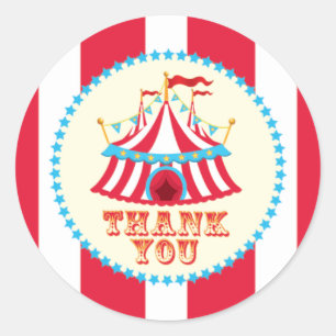 Adesivo Redondo Carnaval, Circus Tent, Obrigado Sticker