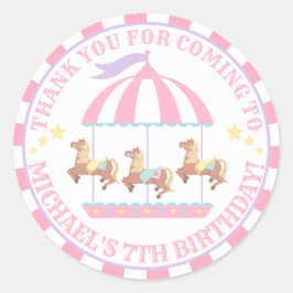 Adesivo Redondo Carnaval de circo Aniversário Obrigado Rótulo redo