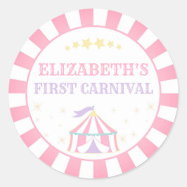 Adesivo Redondo Carnaval de circo Aniversário Obrigado Rótulo redo