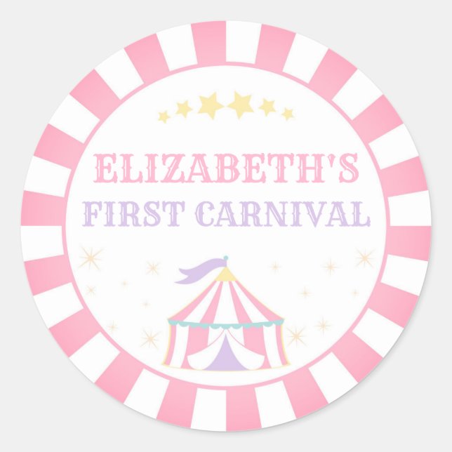 Adesivo Redondo Carnaval de circo Aniversário Obrigado Rótulo redo (Frente)