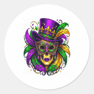 Adesivo Redondo Carnaval de crânios de açúcar em New Orleans viage