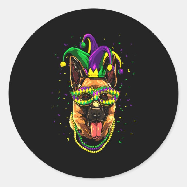 Adesivo Redondo Carnaval de german shepherd de Gras (Frente)