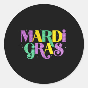 Adesivo Redondo Carnaval de Mardi Gras Fat Terça-Feira Fleur De Li