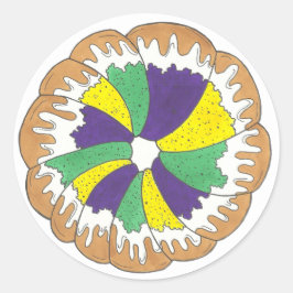 Adesivo Redondo Carnaval do King Cake New Orleans NOLA Mardi Gras