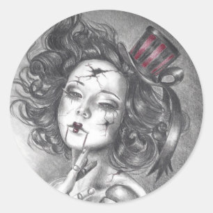 Adesivo Redondo Carnaval Doll Sticker Gothic Art Sticker