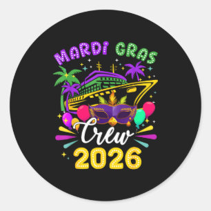 Adesivo Redondo Carnaval Mardi Gras Cruzeiro Tripulação 2026 Viage