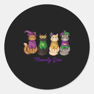 Adesivo Redondo Carnaval Mardi Gras Gato Meowdi Gras Presente Dive