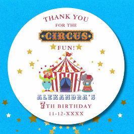Adesivo Redondo Carnaval Red Strike Circus Aniversário Obrigado