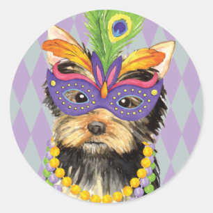 Adesivo Redondo Carnaval Yorkie