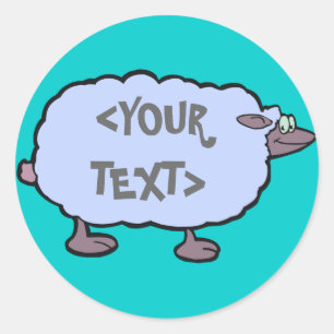 Adesivo Redondo Carneiro Azul, <YOUR TEXT>