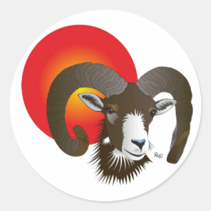 Adesivo Redondo Carneiro - Tierkreiszeichen autocolante