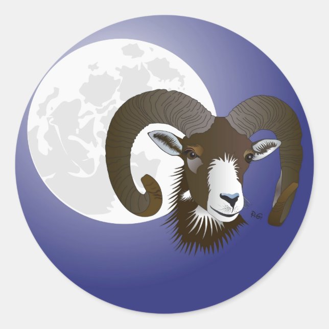 Adesivo Redondo Carneiro - Tierkreiszeichen autocolante (Frente)