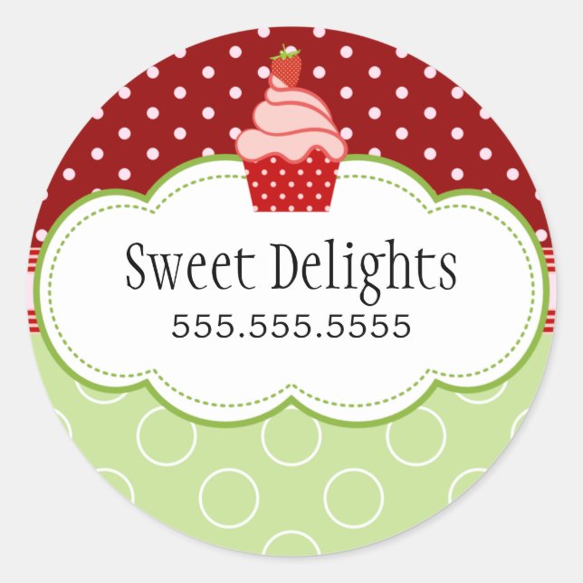 Adesivo Redondo Carnes para bolos de Cupcake de morango (Frente)
