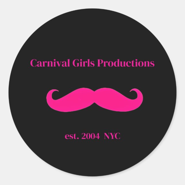 Adesivo Redondo Carnival Girls Productions Mustache (Frente)