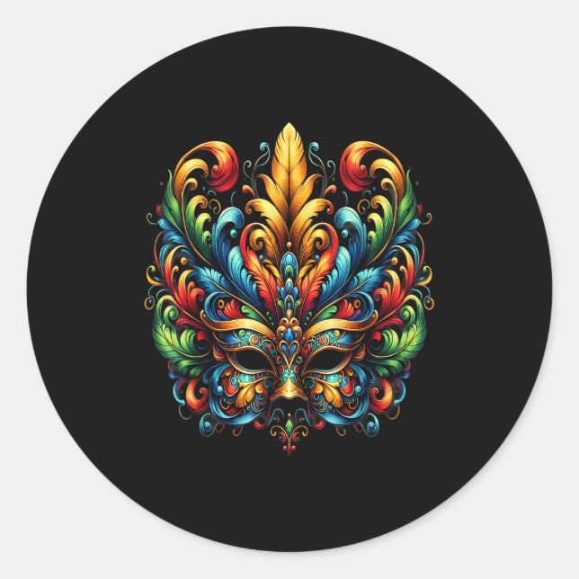 Adesivo Redondo Carnival Mask Brazil Rio  (Frente)