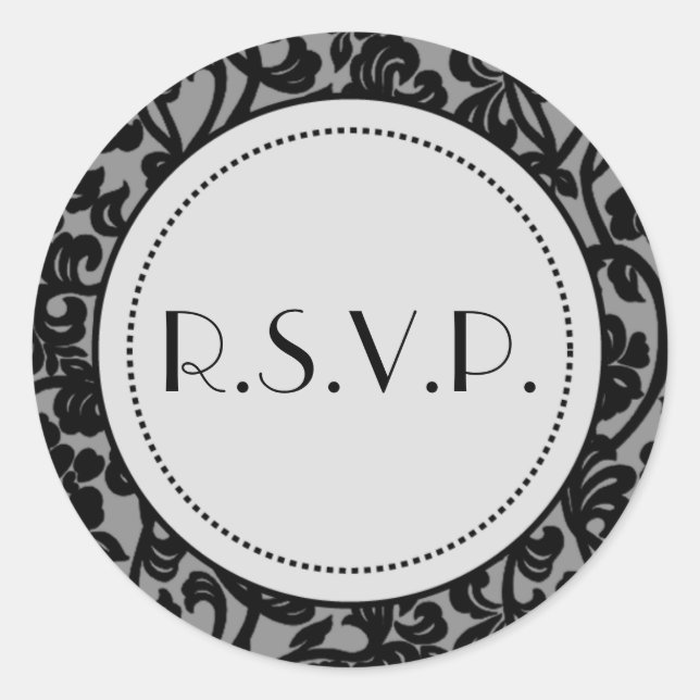 Adesivo Redondo Caroços de Envelope Gótico Preto e Cinza (Frente)