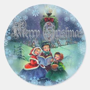 Adesivo Redondo CAROLERS do FELIZ NATAL por SHARON SHARPE