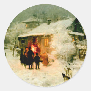 Adesivo Redondo Carolers ucranianos do Natal