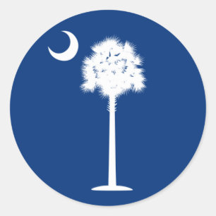 Adesivo Redondo Carolina do Sul Palmetto e Crescent Moon Sticker