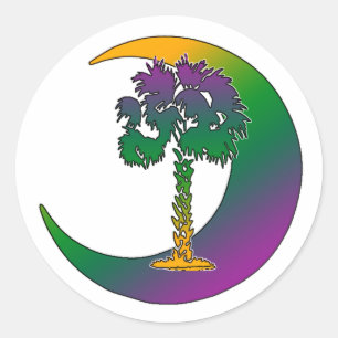Adesivo Redondo Carolina Palmetto e Crescent Rainbow Stickers