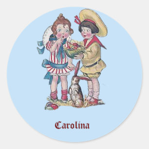 Adesivo Redondo CarOLINA ~ PÁSCOA Sticker Vintage 1911 ~ Cute! ~