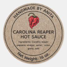 Carolina Reaper Hot Molho Canning Jar Label Kraft