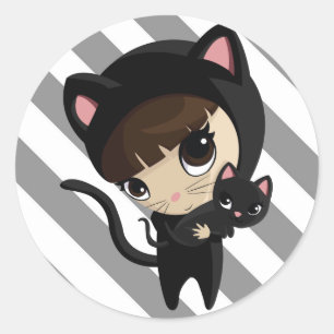 Adesivo Redondo Caroline e doces os gatos com listras