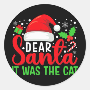 Adesivo Redondo Caros Papais noeis Era O Natal Da Família De Gatos