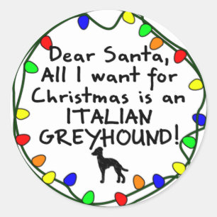 Adesivo Redondo Caros Papais noeis, Greyhound Italiano