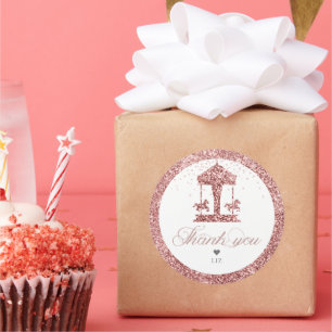 Adesivo Redondo Carousel Glitter Birthday