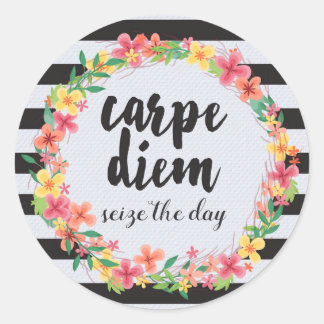 Adesivo Redondo Carpe Diem / Agarre A Cotação Do Dia