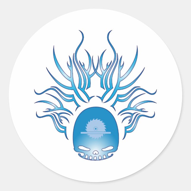 Adesivo Redondo Carpentry Skull (Frente)