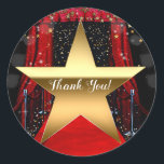Adesivo Redondo Carpete Vermelho Hollywood Dourado Stars Festa de<br><div class="desc">adesivo personalizado,  personalizar com ou sem texto</div>