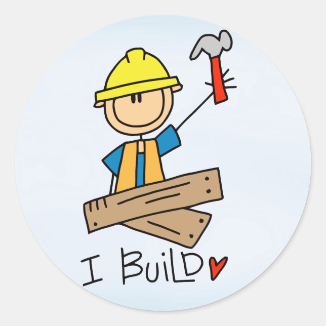 Adesivo Redondo Carpinteiro com Figura Stick (Frente)